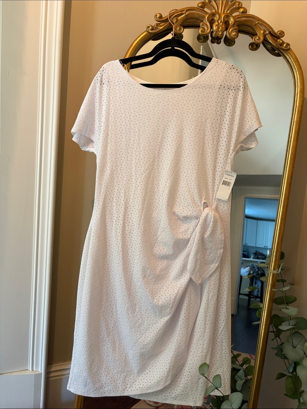 Signature by Robbie Bee white Eyelet Side-Tie Chemise, New